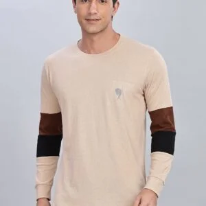 RFS009 ||CREAM MAROON|| Full Sleeve Round Neck T-Shirt