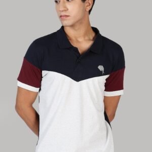 PR3 SS 005|| NAVY & MAROON || 100% Cotton T-Shirt