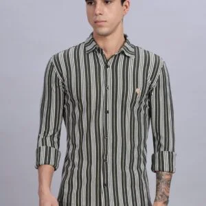 PR3 Shirts 008–Olive stripes| Full Sleeve Shirt