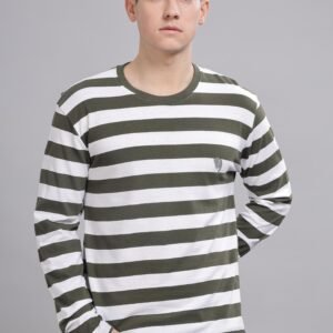 RFS005||Green and white|| Full Sleeve Round Neck T-Shirt